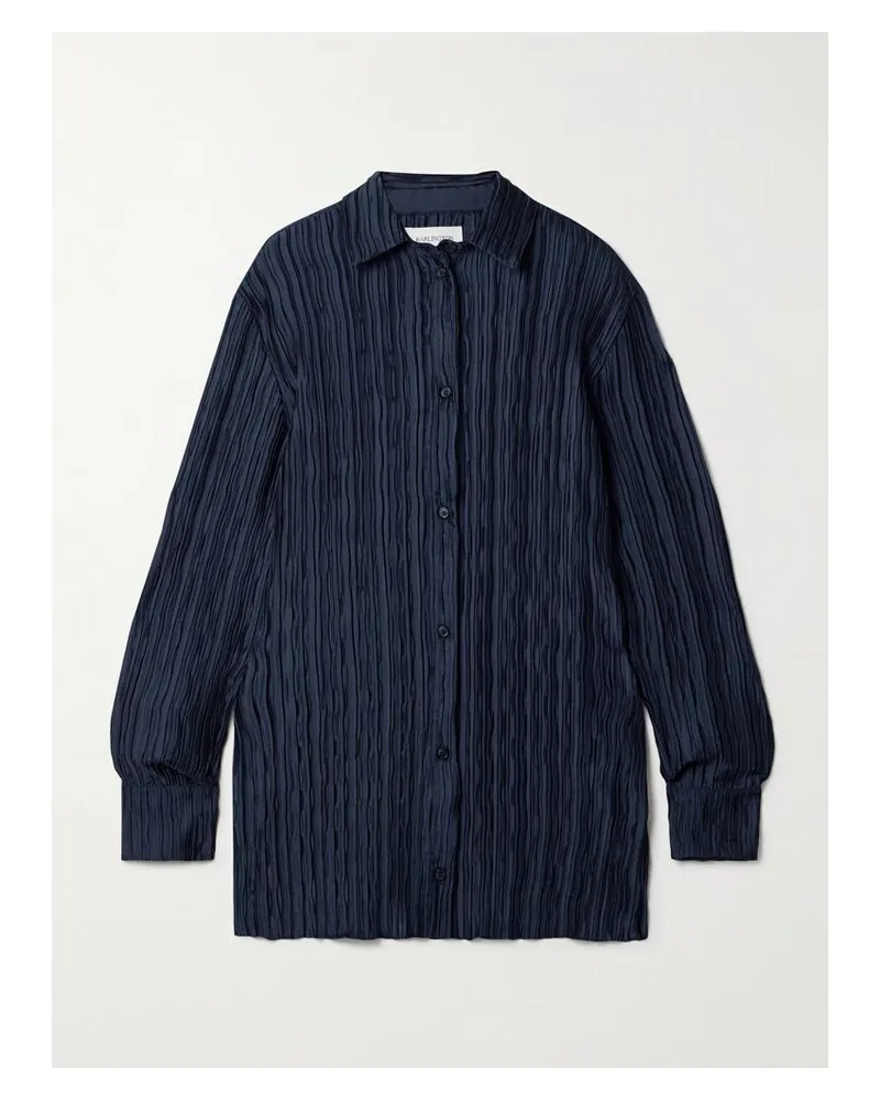 16ARLINGTON Marley Hemd Aus Plissiertem Satin - Blau Blau