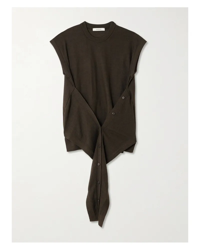 Christophe Lemaire Asymmetric Draped Wool-blend Top - Brown Brown