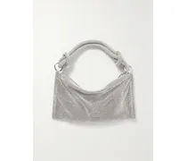 Hera Nano Crystal-embellished Knotted Satin Shoulder Bag - Silver