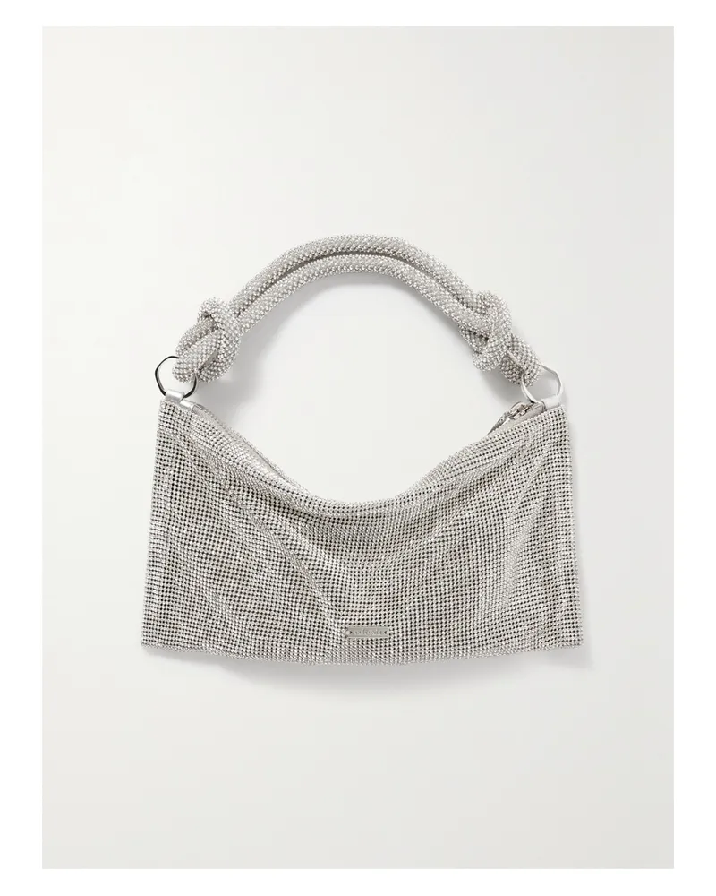 Cult Gaia Hera Nano Crystal-embellished Knotted Satin Shoulder Bag - Silver Silver