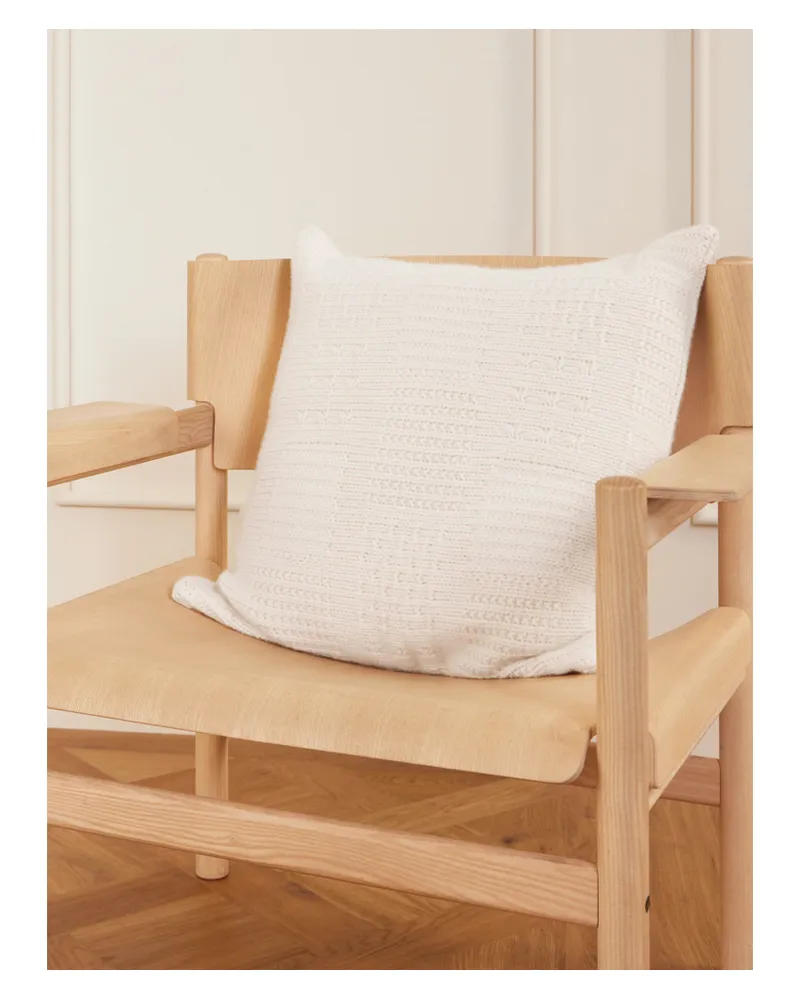The Elder Statesman Box Stitch Kissen Aus Einer Kaschmir-baumwollmischung - Elfenbein Elfenbein