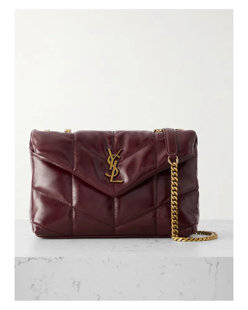 Saint Laurent Puffer Toy Mini Quilted Leather Shoulder Bag - Burgundy Burgundy