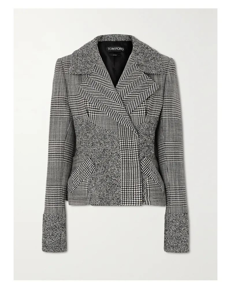 Tom Ford Jacke Aus Tweed In Patchwork-optik Mit Schößchen - Grau Grau