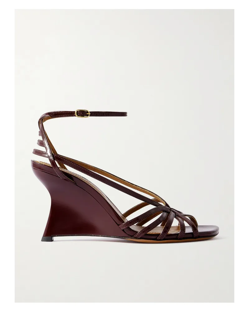 Zimmermann Aura Sandalen Aus Glanzleder Mit Keilabsatz - Burgunder Burgunder