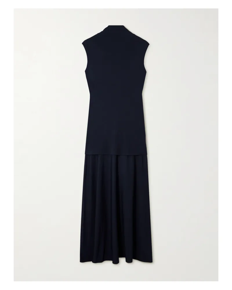 Jil Sander Mehrlagiges Maxikleid Aus Jersey Mit Stehkragen - Blau Blau