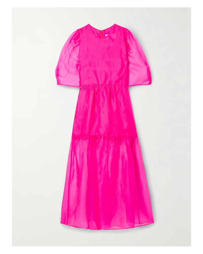 LES RÊVERIES Midikleid Aus Seidenorganza - Pink Pink