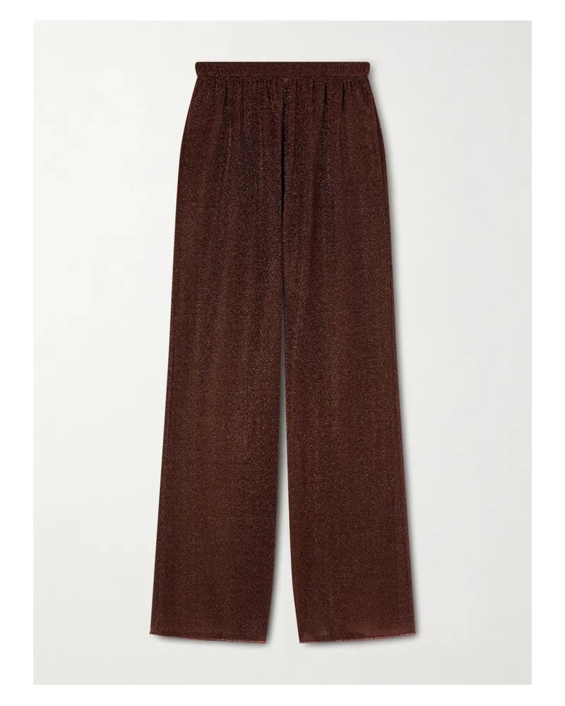 Oséree Lumière Hose Mit Weitem Bein Aus Stretch-strick In Metallic-optik - Braun Braun