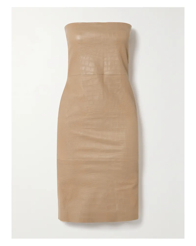 SPRWMN Trägerloses Kleid Aus Leder Mit Krokodileffekt - Neutral Neutral