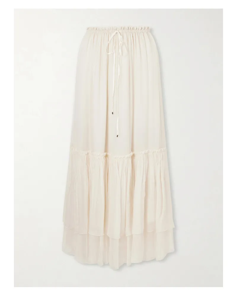 Chloé Tiered Silk Crepe De Chine Maxi Skirt - Neutrals Neutrals