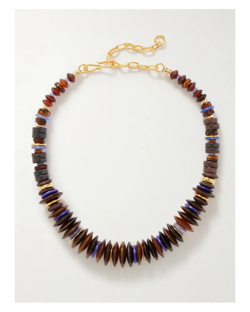 Lizzie Fortunato Amaranth Kette Mit Zierperlen Aus Horn, Mehreren Steinen Und Vergoldeten Details - Rot Rot