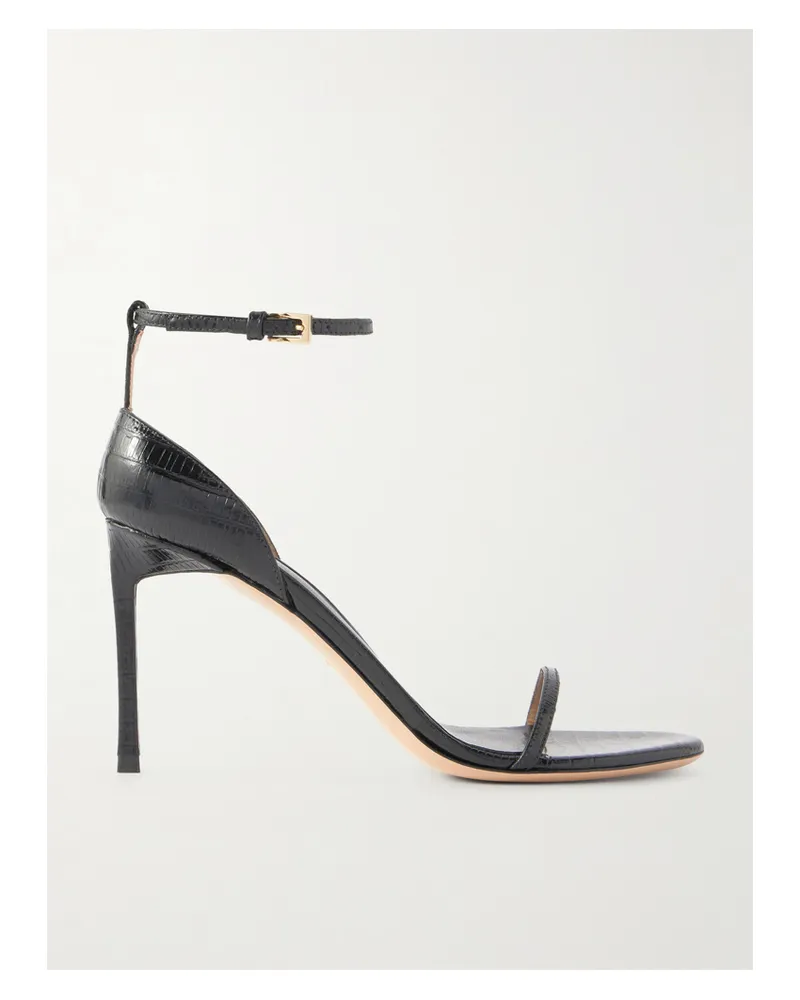 Tom Ford Vertigo 85 Croc-embossed Leather Sandals - Black Black