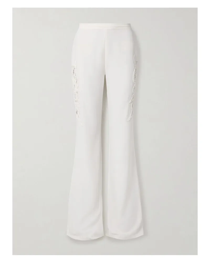 Zuhair Murad Schlaghose Aus Cady Mit Verzierungen - Weiß Weiß