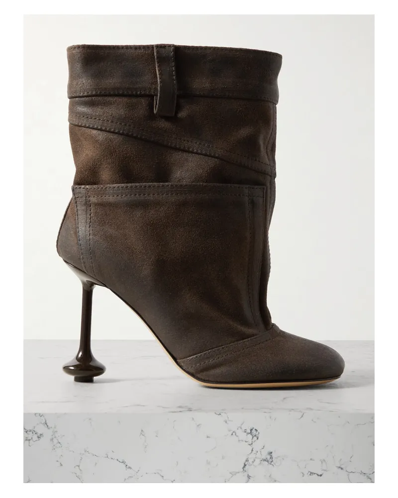 Loewe Toy Ankle Boots aus Gewachstem Leder Braun