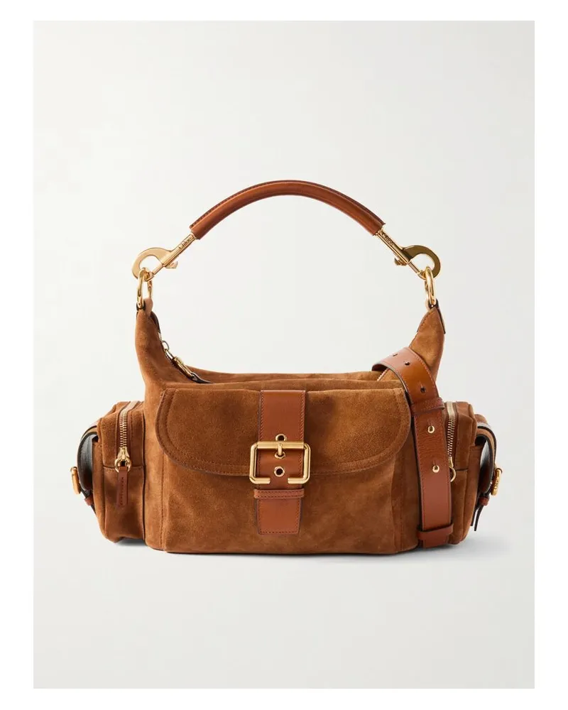 Chloé Camera Schultertasche Aus Veloursleder Mit Lederbesätzen - Braun Braun