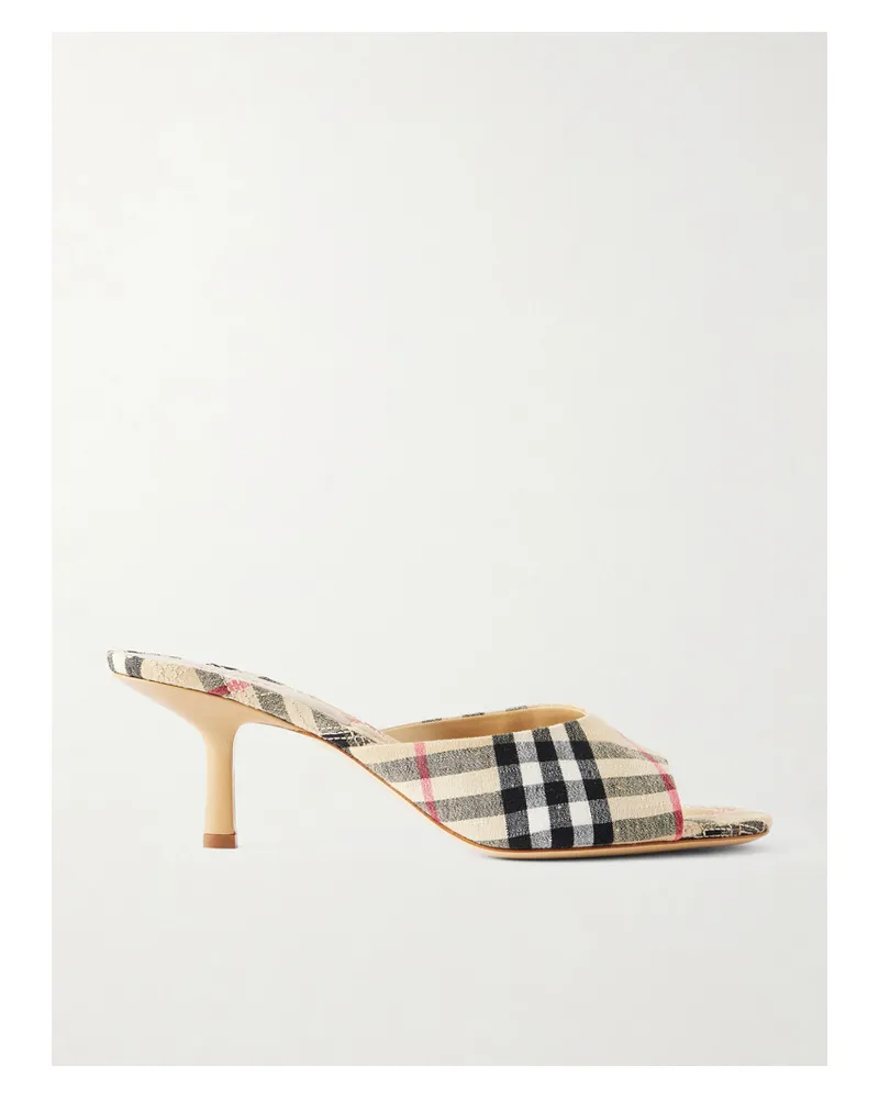 Burberry Checked Canvas Mules - Neutrals Neutrals
