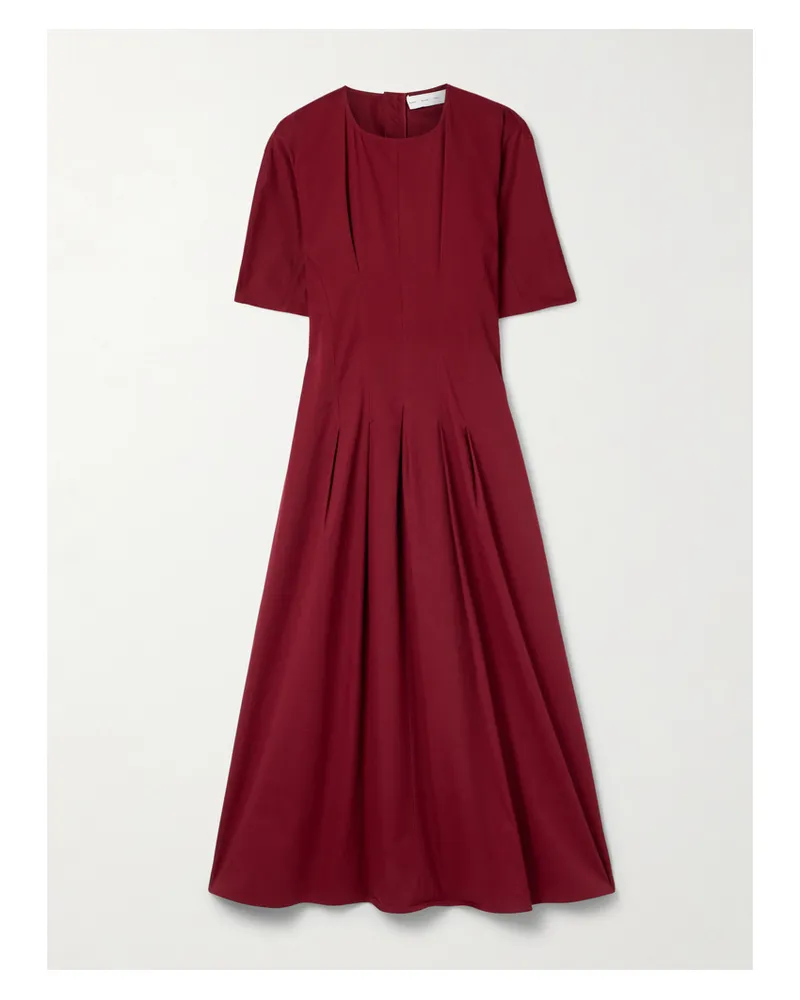 Proenza Schouler Ainsley Midikleid Aus Gebürstetem Twill Aus Einer Baumwollmischung Mit Falten - Burgunder Burgunder