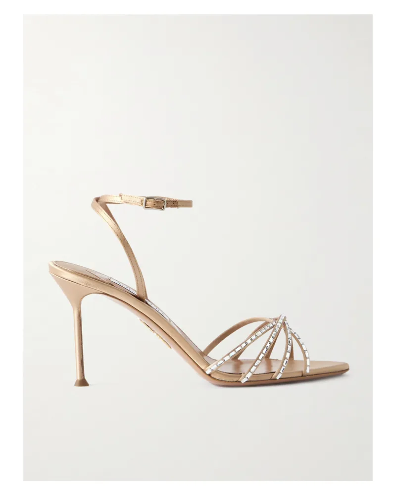 Aquazzura Tell Me Sandalen Aus Leder Mit Kristallen - Neutral Neutral