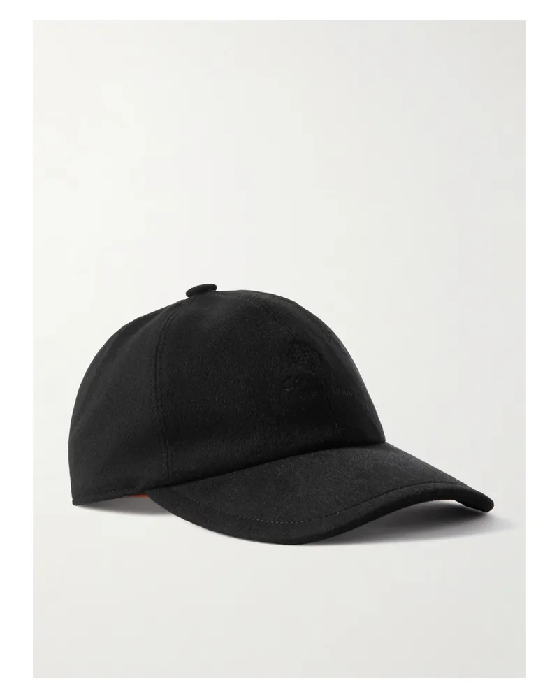 Loro Piana Baseballkappe Aus Kaschmir-filz Mit Stickerei - Schwarz Schwarz