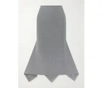 Wool And Cotton-blend Midi Skirt - Gray