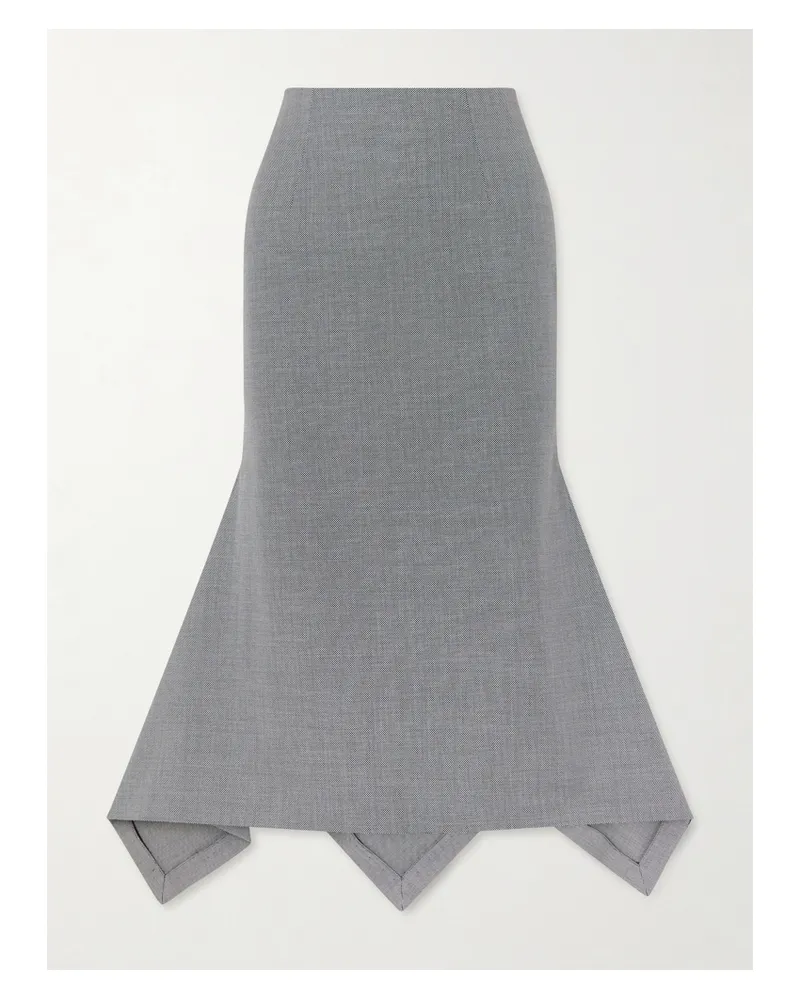 ATTICO Wool And Cotton-blend Midi Skirt - Gray Gray