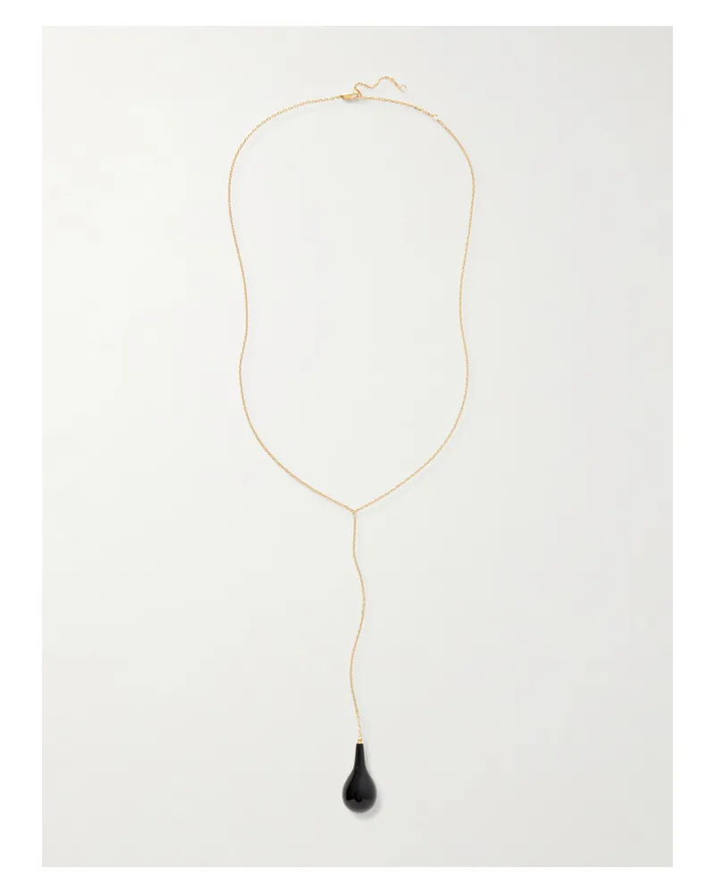 Totême Vergoldete Kette Mit Onyx Und Swarovski®-kristall Gold