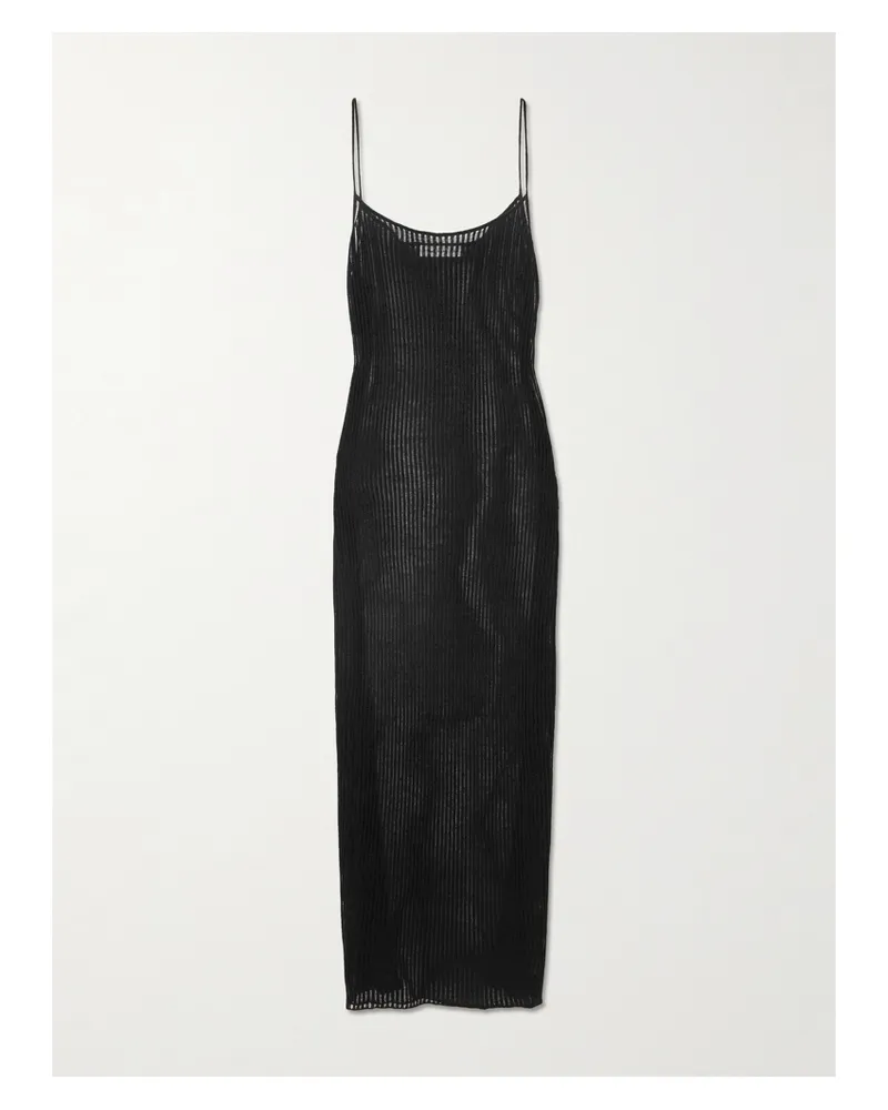 FRANKIE Shop Sienna Maxikleid Aus Geripptem Leinen - Schwarz Schwarz