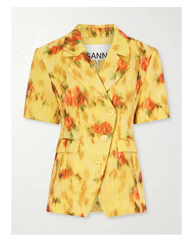 Ganni Shibori Organza Floral Blazer - Yellow Yellow