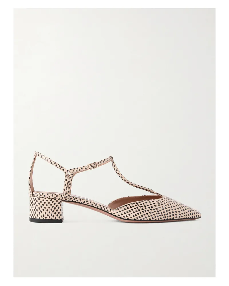Aquazzura Sorbonne 35 Polka-dot Textured-leather Pumps - Neutrals Neutrals