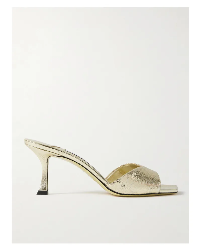Jimmy Choo Skye 70 Mules In Metallic-craquelé-optik - Gold Gold
