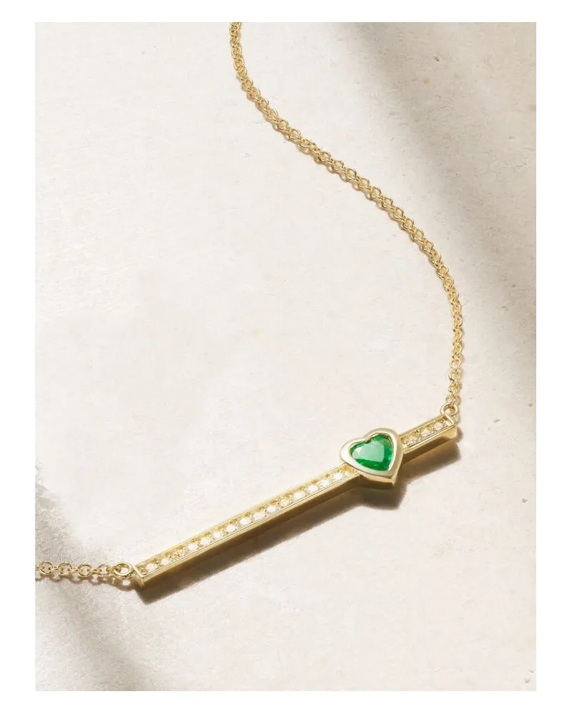 Jennifer Meyer Kette Aus 18 Karat Gold Mit Diamanten Und Smaragd Gold