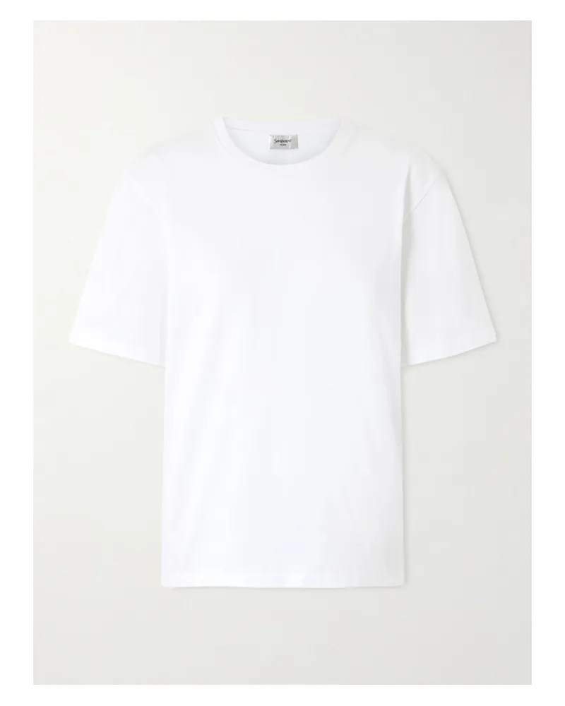 Saint Laurent T-shirt Aus Baumwoll-jersey - Weiß Weiß
