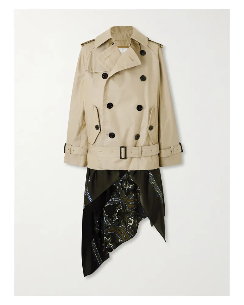 Sacai Doppelreihige Jacke Aus Gabardine Mit Tuchdetail - Neutral Neutral