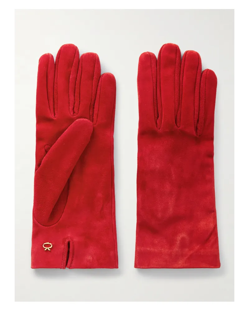 Gianvito Rossi Handschuhe Aus Veloursleder Mit Verzierung - Rot Rot