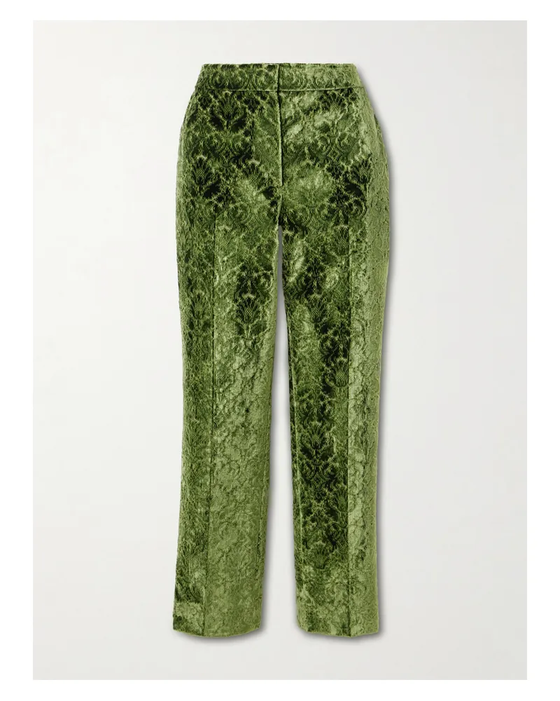 Burberry Hose Mit Geradem Bein Aus Samt Mit Jacquard-muster - Grün Grün