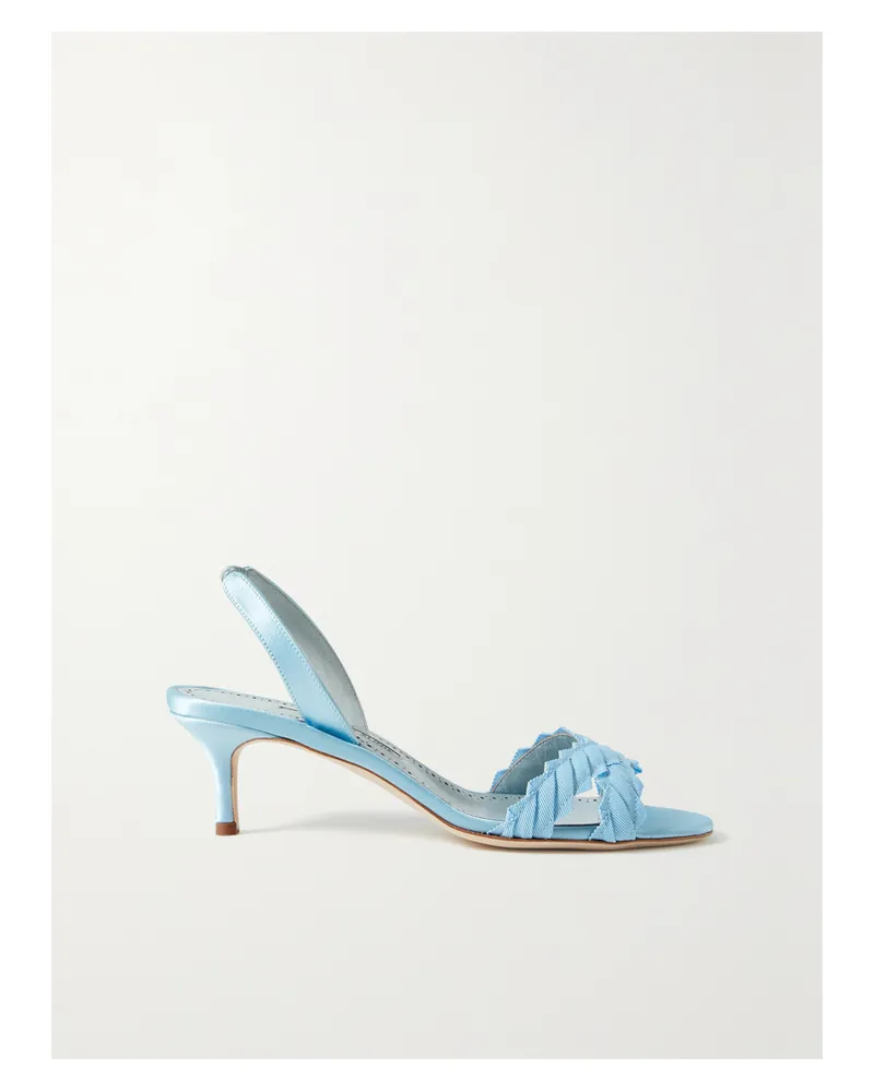 Manolo Blahnik Ligra 50 Slingback-sandalen Aus Satin Mit Faille-besätzen - Blau Blau