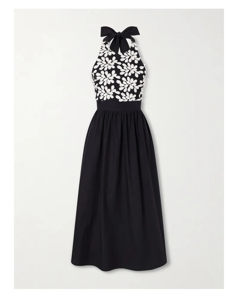 DESTREE Lila Embroidered Cotton-blend Midi Dress - Black Black