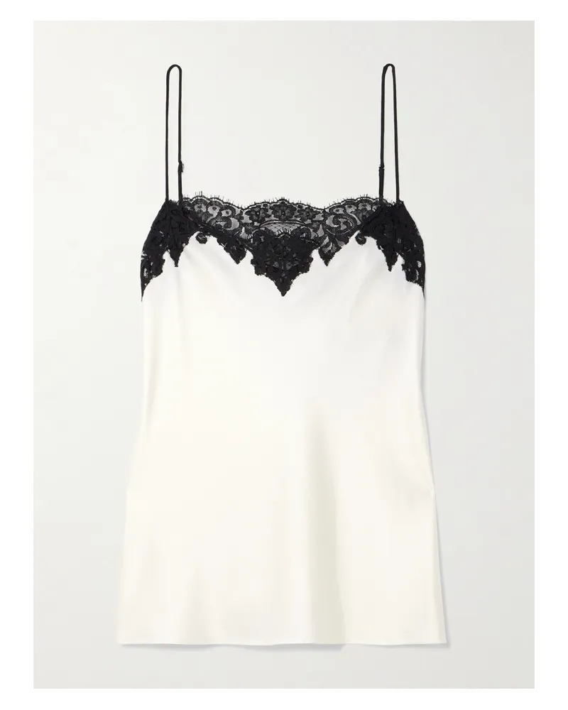 Stella McCartney Top Aus Satin Mit Spitzenbesätzen - Weiß Weiß