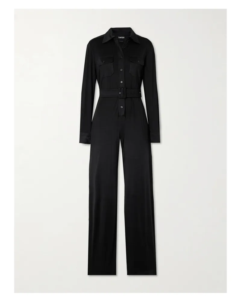 Tom Ford Jumpsuit Aus Glänzendem Stretch-jersey - Schwarz Schwarz