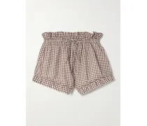 Callie Shorts Aus Baumwolle Mit Gingham-karo Und Rüschen - Braun