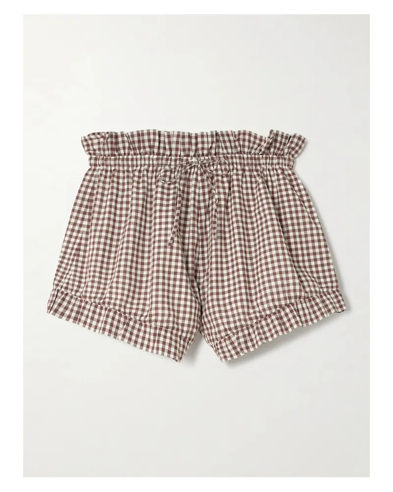 Posse Callie Shorts Aus Baumwolle Mit Gingham-karo Und Rüschen - Braun Braun