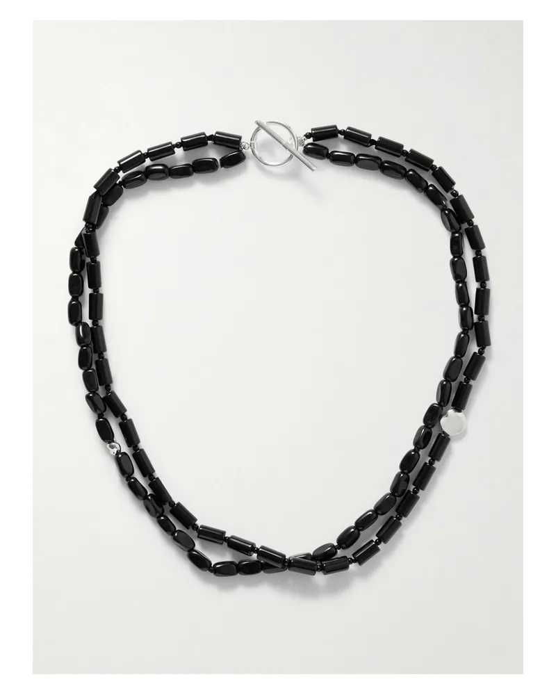 AGMES Willa Sterling Silver Onyx Necklace - Black Black