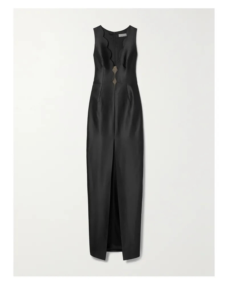 RASARIO Robe Aus Satin Mit Wellenkante - Schwarz Schwarz