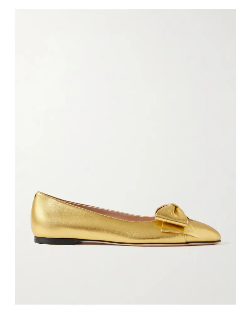Valentino Garavani Bowow Ballerinas Aus Leder In Metallic-optik - Gold Gold