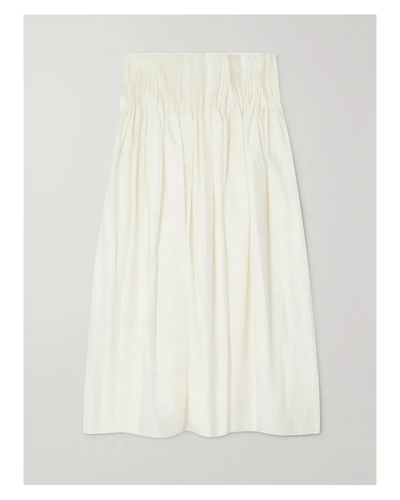 The Row Midirock Aus Baumwollpopeline Mit Falten - Weiß Weiß