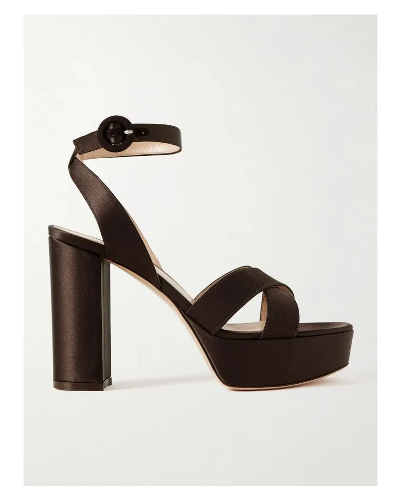 Gianvito Rossi Sabrina 70 Plateausandalen Aus Satin - Braun Braun