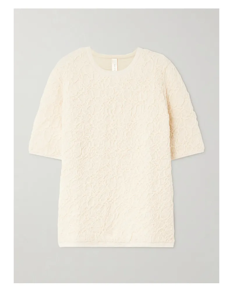 Lauren Manoogian Net Sustain Kurzärmelliger Pullover Aus Stretch-cloqué Aus Alpakawolle - Creme Creme