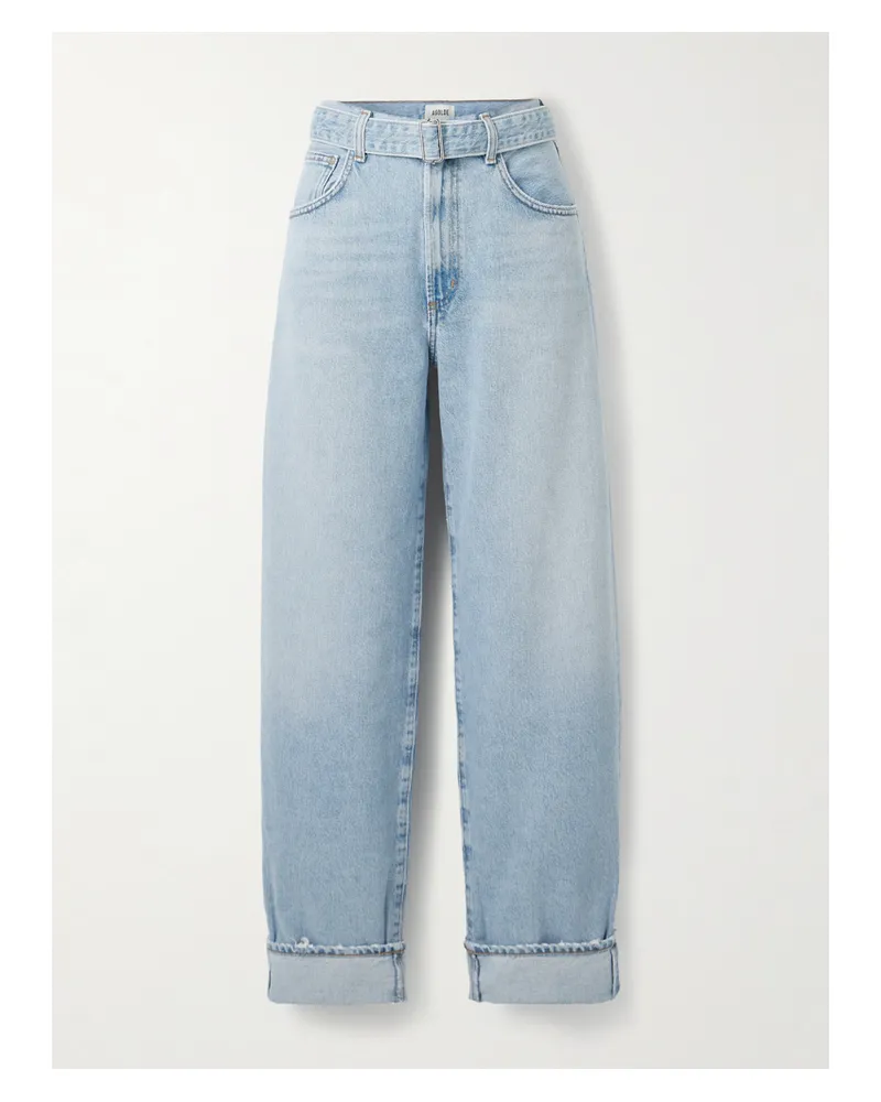 AGOLDE Cuffed Taper Halbhohe Jeans Mit Geradem Bein Und Gürtel - Blau Blau
