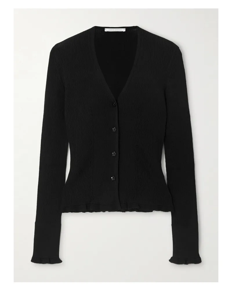 Cecilie Bahnsen Bessie Cardigan Aus Gerippter Wolle - Schwarz Schwarz