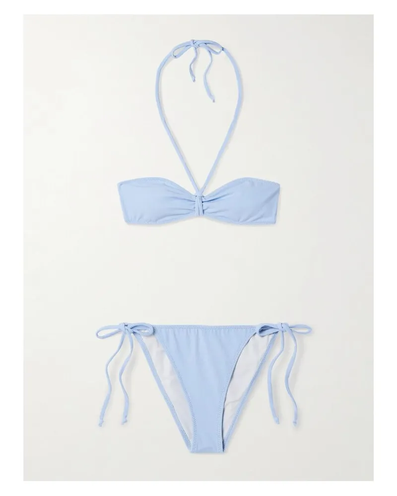 Lisa Marie Fernandez Neckholder-bikini Aus Crêpe Mit Raffungen - Blau Blau