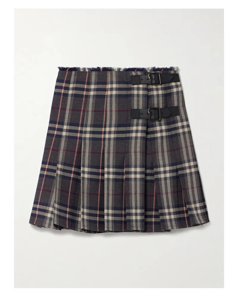 Burberry Minirock Aus Karierter Wolle Mit Falten Und Lederbesätzen - Mehrfarbig Mehrfarbig